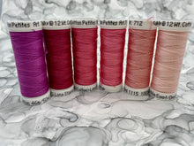 Load image into Gallery viewer, Pink Thread Set of 6 Sulky Solid Cotton Thread Spools - 12wt.
