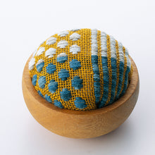 Load image into Gallery viewer, Kogin Pincushion Kit in a wooden bowl by Olympus
