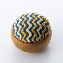 Load image into Gallery viewer, Kogin Pincushion Kit in a wooden bowl by Olympus
