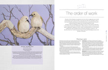 Load image into Gallery viewer, embroidered birds and their habitats; hand embroidery techniques and inspiration by Judy Wilford
