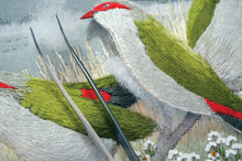 Load image into Gallery viewer, embroidered birds and their habitats; hand embroidery techniques and inspiration by Judy Wilford
