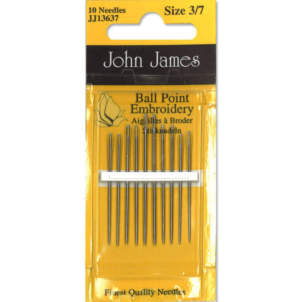 Ball Point Embroidery Needles, Assorted Sizes, by John James