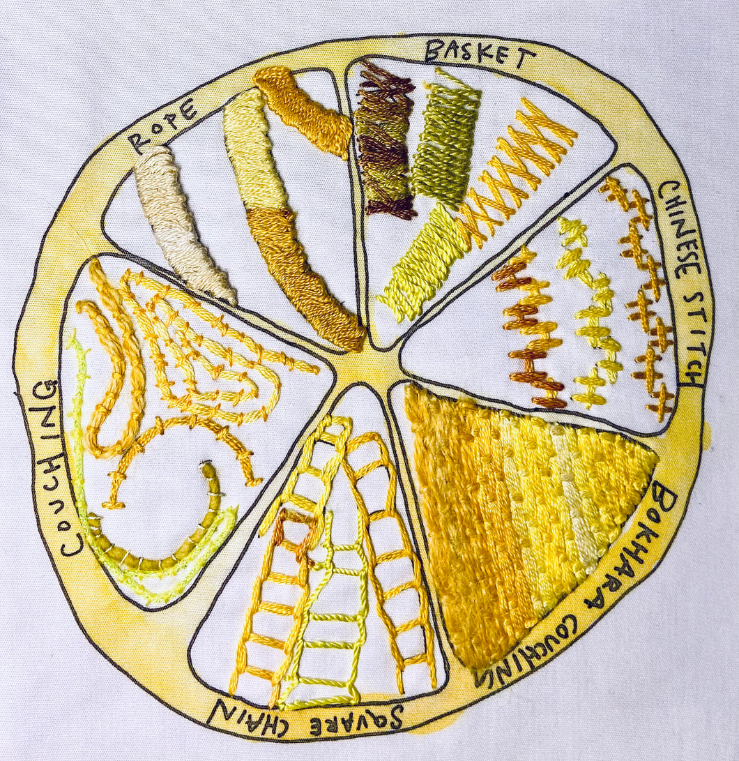 Yellow Citrus Embroidery Sampler