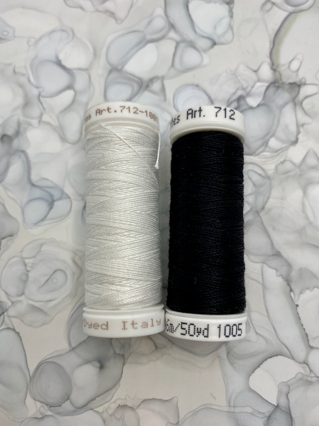 Black and White set of Sulky Solid Cotton Thread - 12wt.