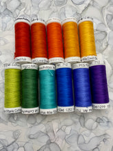 Load image into Gallery viewer, Rainbow set of Sulky Solid Cotton Thread - 12wt.; 11 spools total
