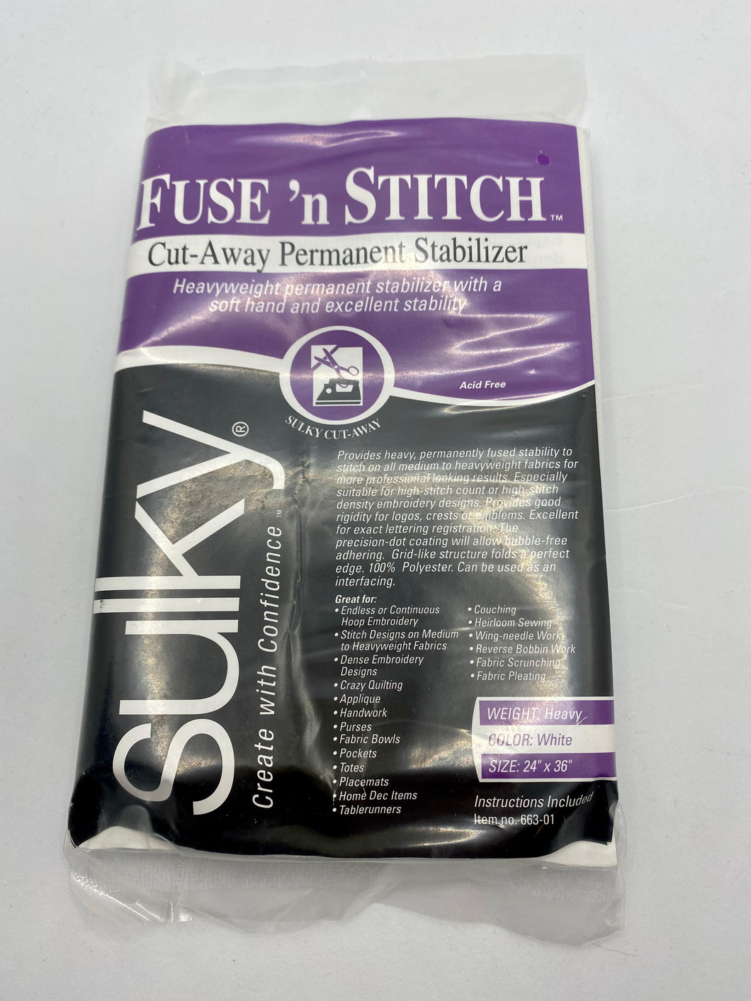Sulky Fust 'n Stitch Cut-Away Permanent Stabilizer