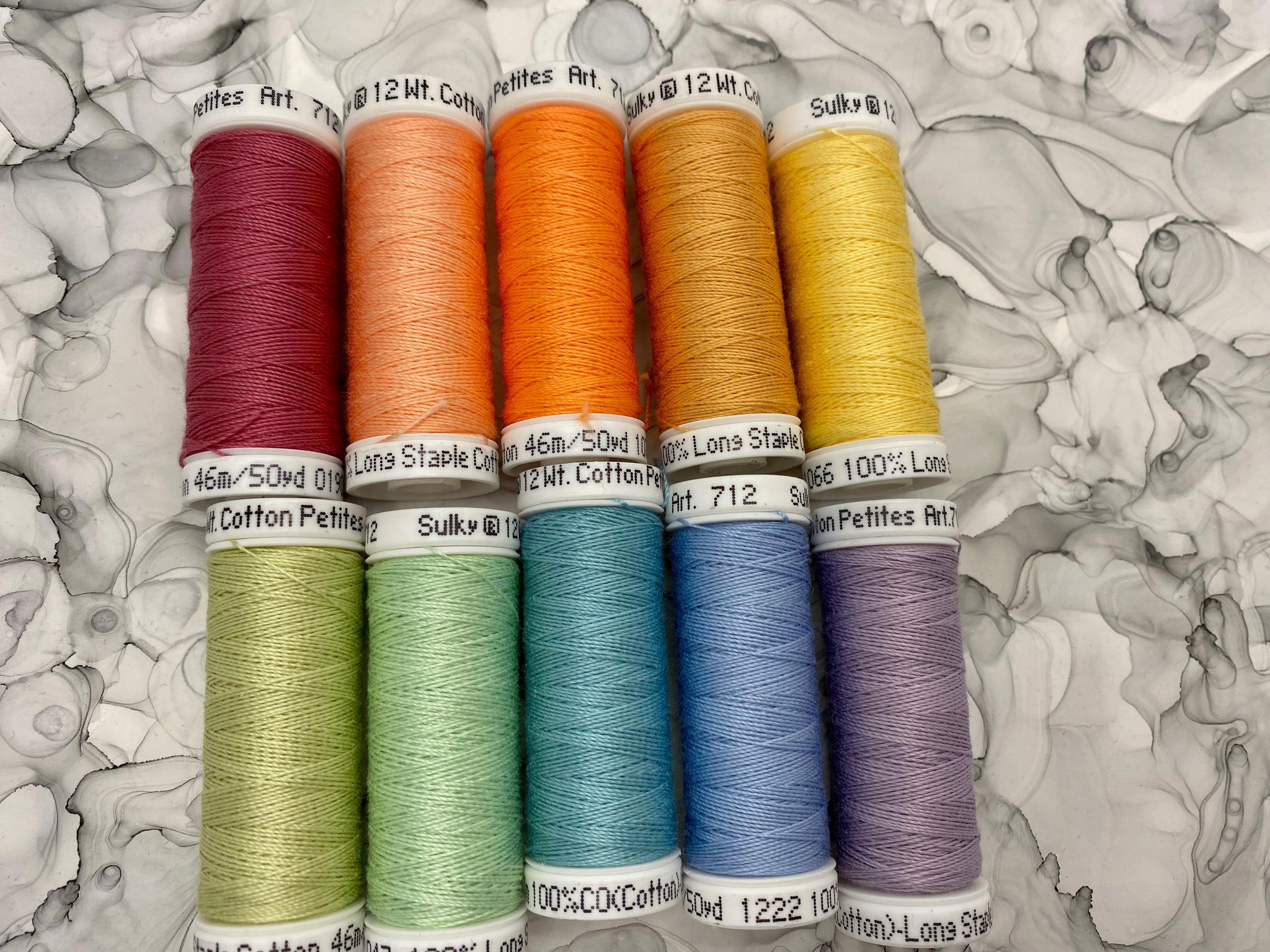 Pastel Rainbow set of Sulky Solid Cotton Thread - 12wt.; 10 spools tot –  Seed Stitch Studio